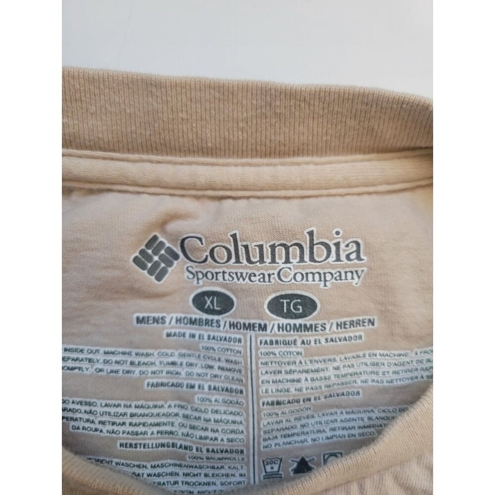 Columbia Beige Fishing Short Sleeve T-shirt Tagless Size XL Camping Outer Wear - Picture 5 of 11